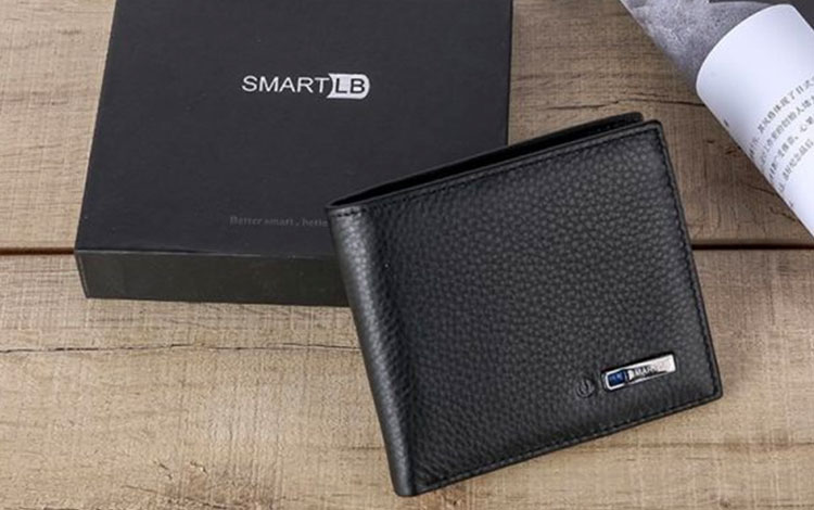 Bluetooth Smart LB Anti-Lost Wallet Bifold Cowhide Leather Purse with Alarm Black GPS Tracking
